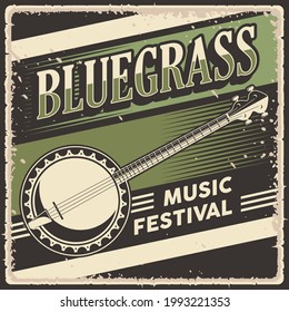 Retro Vintage Illustration Vector Graphic Of Bluegrass Music Fit For Wood Poster Or Signage