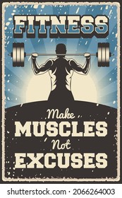 Retro vintage illustration vector graphic of weight lifting Fitness fit for wood poster or signage