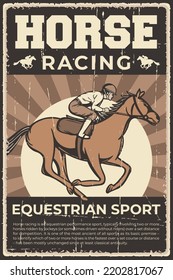 Retro vintage illustration vector graphic of Horse Racing Equestrian Sport fit for wood poster or signage