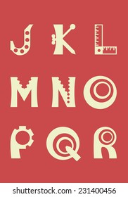 retro vintage industrial alphabet