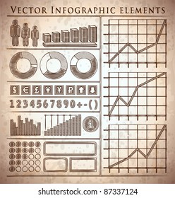elementos info-gráficos de época retro