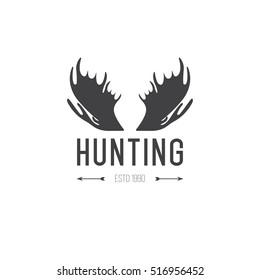 Retro Vintage Insignia or Logotype Vector design element, business sign template. Deer hunting. Hunting for elk. Moose hunting