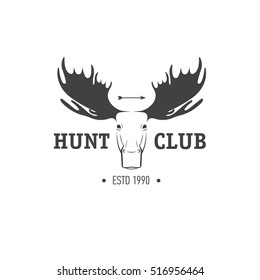 Retro Vintage Insignia or Logotype Vector design element, business sign template. Deer hunting. Hunting for elk. Moose hunting