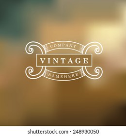 Retro vintage insignia on blurred background EPS 10 vector royalty free stock illustration