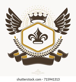 Vector Retro Insignia Design Decorated Eagle Stock Vector (Royalty Free ...