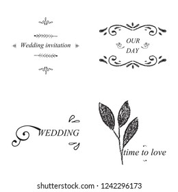 Retro Vintage Insignias or Logotypes set with floral elements and ribbons. Vector design elements, business signs, logos, identity, labels, badges and objects. Vector.