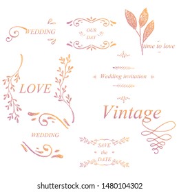 Retro Vintage Insignias or Logotypes set with floral elements and ribbons. Vector design elements, business signs, logos, identity, labels, badges and objects. Vector.