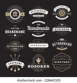 Retro Vintage Insignias or Logotypes set. Vector design elements, business signs, logos, identity, labels, badges and objects. 