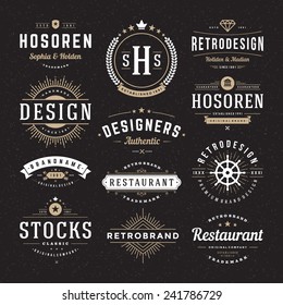 Retro Vintage Insignias or Logotypes set. Vector design elements, business signs, logos, identity, labels, badges and objects. 