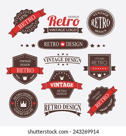 Retro Vintage Insignias or Logotypes set. Vector design elements, business signs, logos, identity, labels, badges and objects.