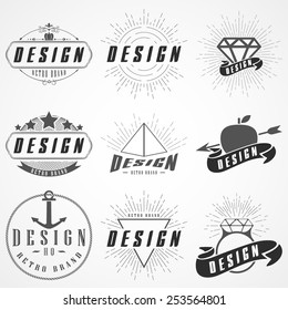 Retro Vintage Insignias or Logotypes set. Vector design elements, business signs, logos, identity, labels, badges and objects.