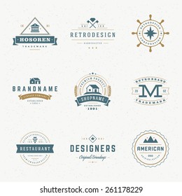 Retro Vintage Insignias or Logotypes set. Vector design elements, business signs, logos, identity, labels, badges, apparel, t- shirts, ribbons, stickers and other branding objects.