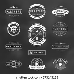 Retro Vintage Insignias or Logotypes set. Vector design elements, business signs, logos, identity, labels, badges, apparel, shirts, ribbons, stickers and other branding objects.