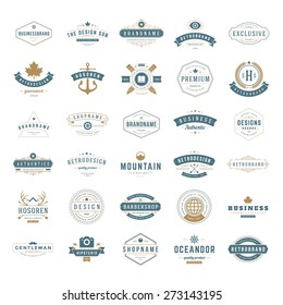 Retro Vintage Insignias or Logotypes set. Vector design elements, business signs, logos, identity, labels, badges, apparel, shirts, ribbons, stickers and other branding objects.