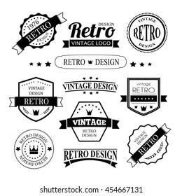 Retro Vintage Insignias or Logotypes set. Vector design elements, business signs, logos, identity, labels, badges and objects.