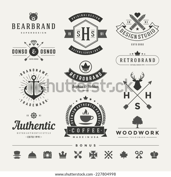 Retro Vintage Insignias Logotypes Set Vector Stock Vector Royalty Free 227804998