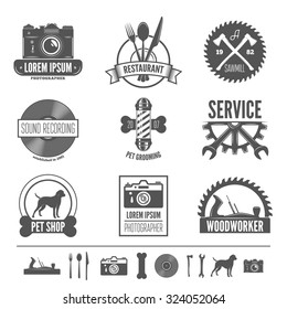 Retro Vintage Insignias set, vector design elements, business signs, logos, identity, labels, badges, apparel, shirts, ribbons, stickers and other branding objects.