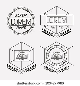 retro vintage insignias sketch set in monochrome silhouette