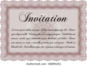 Retro vintage invitation. Artistry design. Detailed.With complex linear background. 