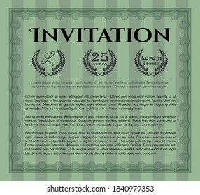 Retro vintage invitation. Beauty design. Easy to print. Customizable, Easy to edit and change colors.  Green color.
