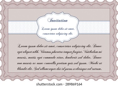 Retro vintage invitation. Complex background. Border, frame.Nice design. 