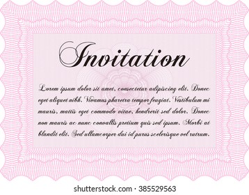 Retro vintage invitation. Retro design. With great quality guilloche pattern. 