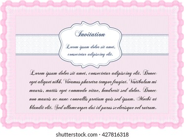 Retro vintage invitation. Retro design. With great quality guilloche pattern. 