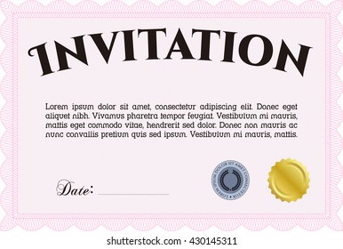 Retro vintage invitation. Retro design. With great quality guilloche pattern. 
