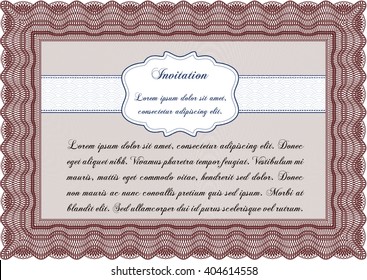 Retro vintage invitation. Retro design. With guilloche pattern. 