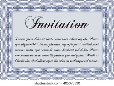 Retro vintage invitation. Retro design. With guilloche pattern. 