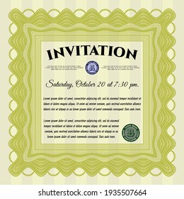 Retro vintage invitation. Good design.  Detailed.  Yellow color.