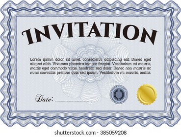 Retro vintage invitation. With great quality guilloche pattern. Sophisticated design. 