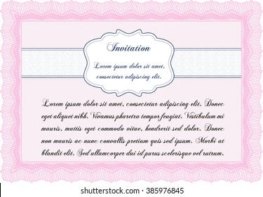 Retro vintage invitation. With great quality guilloche pattern. Retro design. 