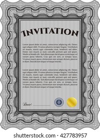 Retro vintage invitation. With great quality guilloche pattern. Sophisticated design. 