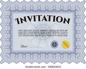 Retro vintage invitation. With great quality guilloche pattern. Retro design. 