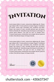 Retro vintage invitation. With great quality guilloche pattern. Sophisticated design. 