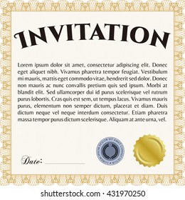 Retro vintage invitation. With great quality guilloche pattern. Sophisticated design. 