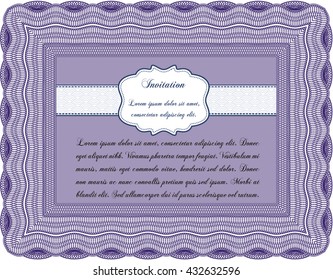 Retro vintage invitation. With great quality guilloche pattern. Sophisticated design. 