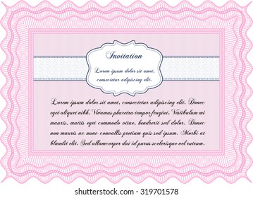Retro vintage invitation. With guilloche pattern. Vector illustration.Retro design. 