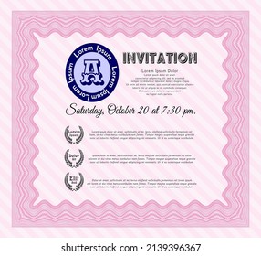 Retro vintage invitation. Money design. Easy to print. Vector illustration.  Pink color.