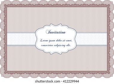 Retro vintage invitation. Sophisticated design. With great quality guilloche pattern. 