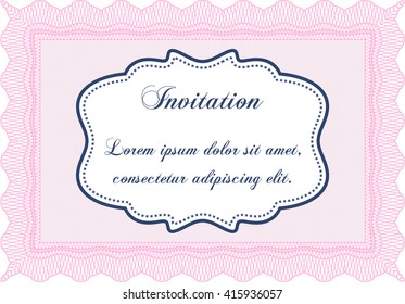 Retro vintage invitation. Sophisticated design. With great quality guilloche pattern. 
