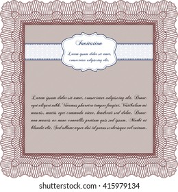 Retro vintage invitation. Sophisticated design. With great quality guilloche pattern. 