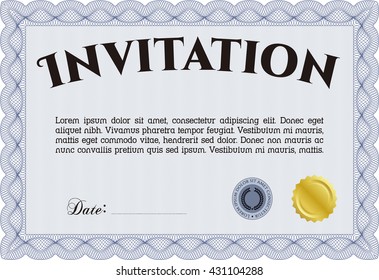 Retro vintage invitation. Sophisticated design. With great quality guilloche pattern. 