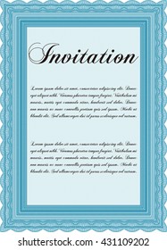 Retro vintage invitation. Sophisticated design. With great quality guilloche pattern. 