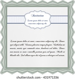 Retro vintage invitation. Sophisticated design. With great quality guilloche pattern. 