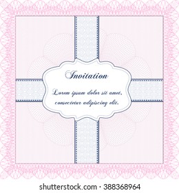 Retro vintage invitation template. With great quality guilloche pattern. Sophisticated design. 