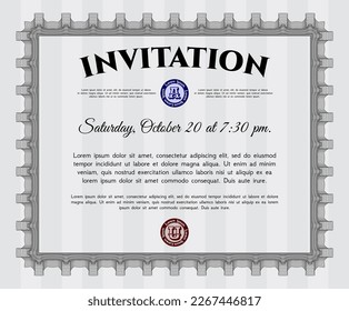 Retro vintage invitation template. Money design. With guilloche pattern.   Grey color.