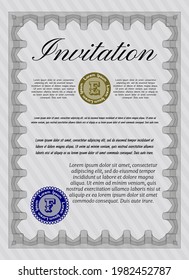Retro vintage invitation template. Nice design. With complex background.   Grey color.