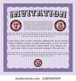 Retro vintage invitation template. Nice design.  Detailed.  Violet color.